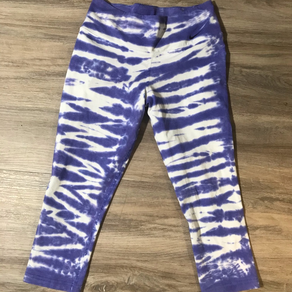 Nike purple tie dye dri fit cropped leggings